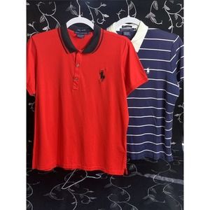 2 Ralph Lauren Women's Polo Shirt Size XL Tailored Golf Fit Red & Navy Blue